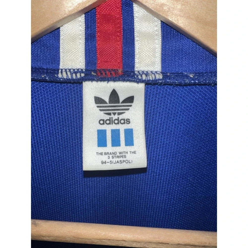 Adidas Track Jacket Men's Large White And Blue Y2K Hip Hop Preppy 90's 80's